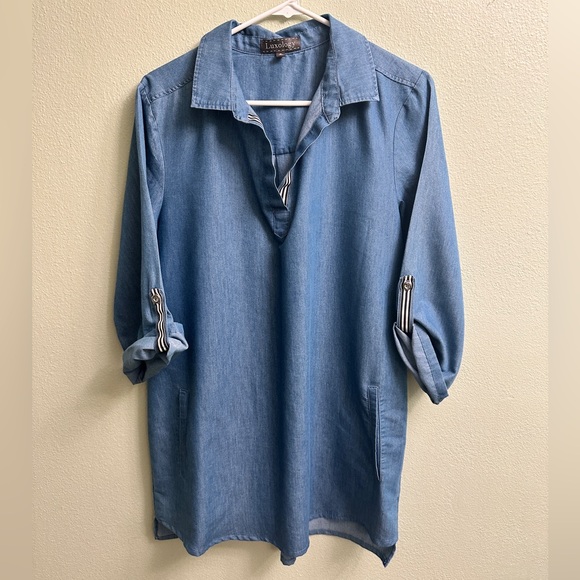 Luxology Tops - Luxology Denim Tunic Top Size 10